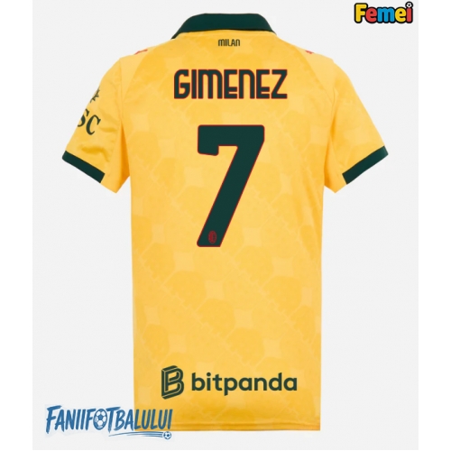 AC Milan Santiago Gimenez #7 Tricou Fotbal Replică 2025-26 Femei Treilea AC Milan Santiago Gimenez #7 Tricou Fotbal Replică 2025-26 Femei Treilea